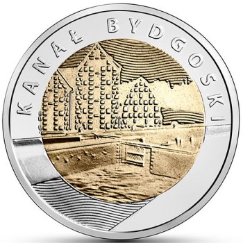 Rewers okolicznościowej monety 5 złotych w temacie "Kanał Bydgoski"